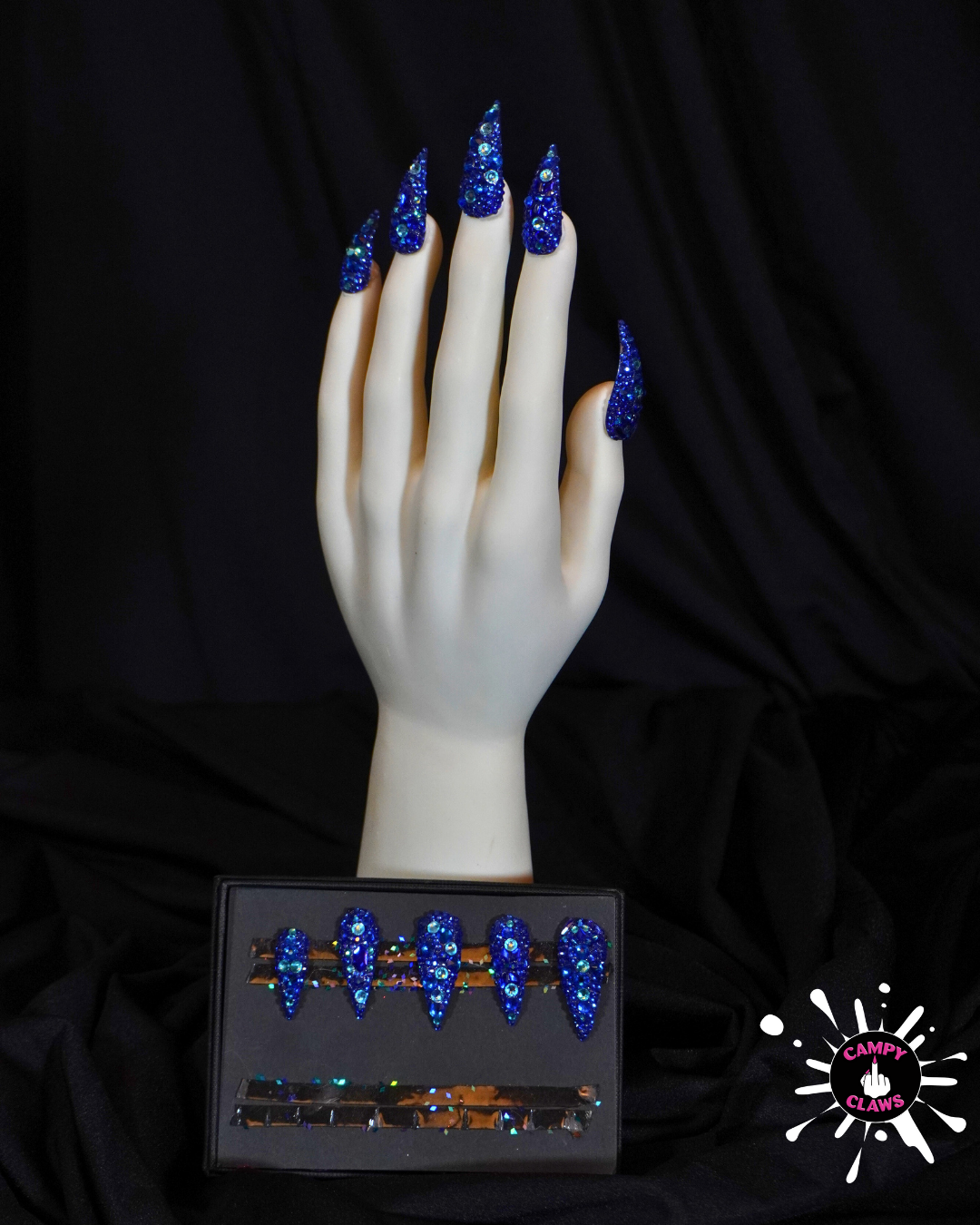 Blue Encrusted Stilettos (1 inch)