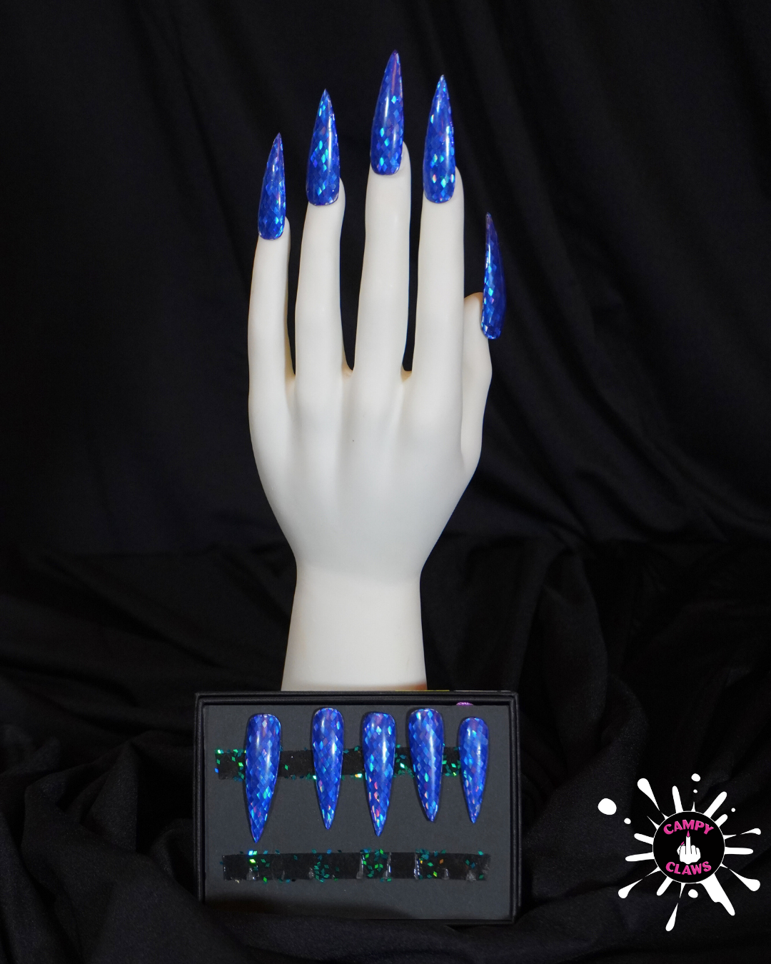 Blue Holographic Dragonscale Stilettos (2 inch)